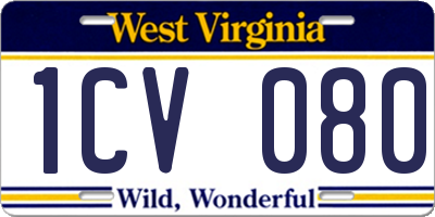 WV license plate 1CV080