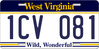 WV license plate 1CV081