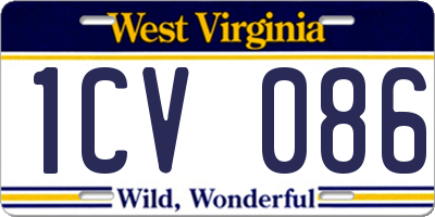 WV license plate 1CV086