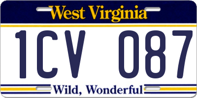WV license plate 1CV087