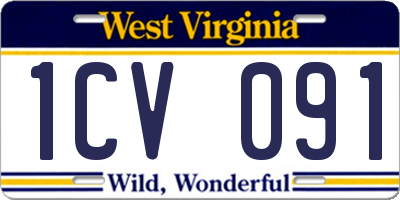WV license plate 1CV091