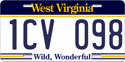 WV license plate 1CV098