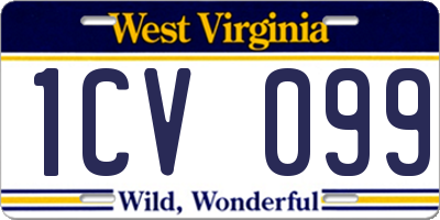 WV license plate 1CV099