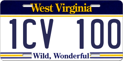 WV license plate 1CV100