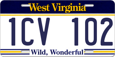WV license plate 1CV102