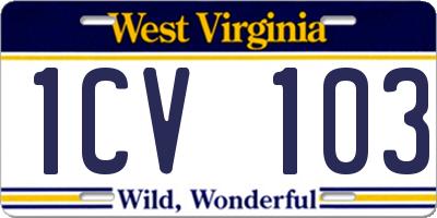WV license plate 1CV103