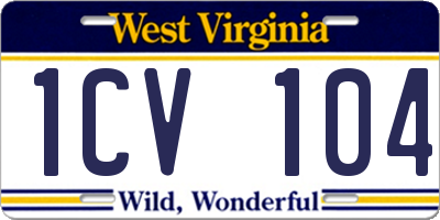 WV license plate 1CV104