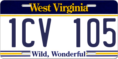 WV license plate 1CV105