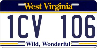 WV license plate 1CV106