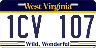 WV license plate 1CV107