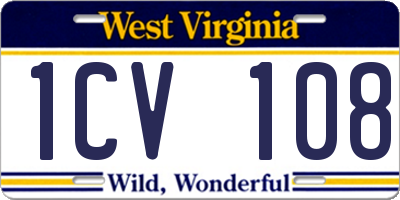 WV license plate 1CV108