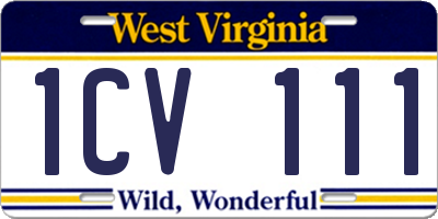 WV license plate 1CV111