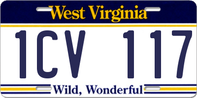 WV license plate 1CV117