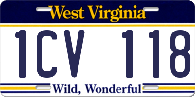 WV license plate 1CV118