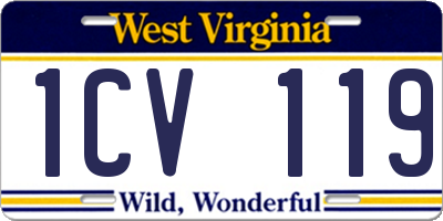 WV license plate 1CV119