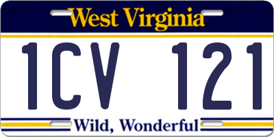 WV license plate 1CV121