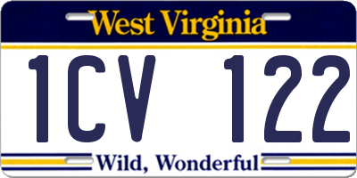 WV license plate 1CV122