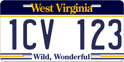 WV license plate 1CV123