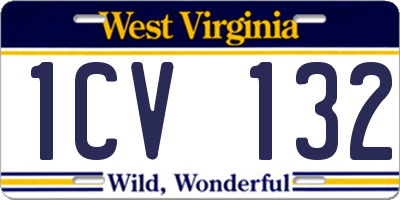 WV license plate 1CV132