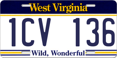 WV license plate 1CV136