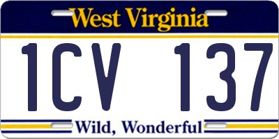 WV license plate 1CV137