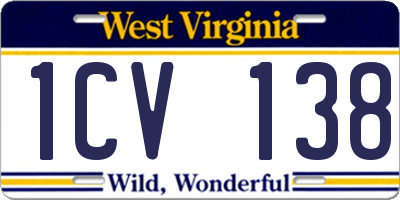 WV license plate 1CV138