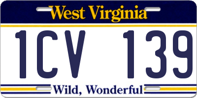 WV license plate 1CV139