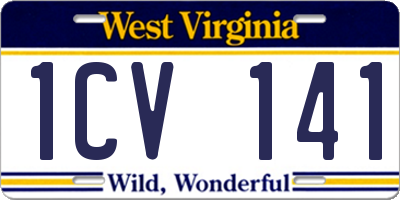 WV license plate 1CV141