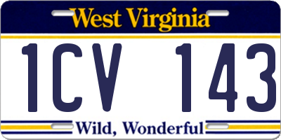 WV license plate 1CV143
