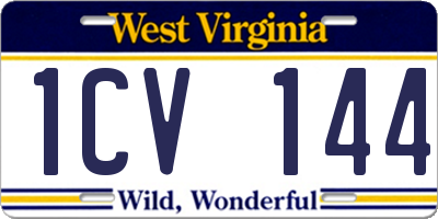 WV license plate 1CV144