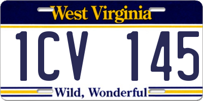 WV license plate 1CV145