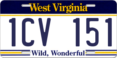 WV license plate 1CV151