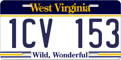 WV license plate 1CV153