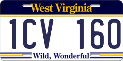 WV license plate 1CV160