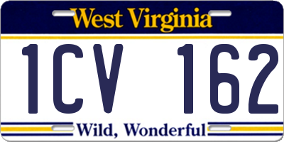 WV license plate 1CV162