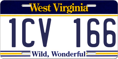 WV license plate 1CV166
