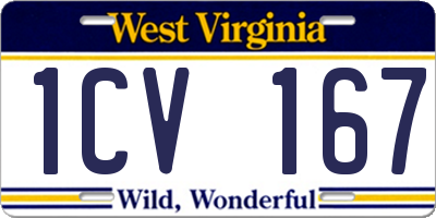 WV license plate 1CV167