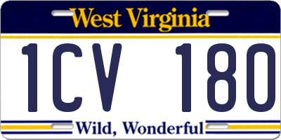 WV license plate 1CV180