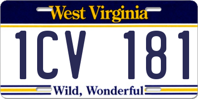 WV license plate 1CV181