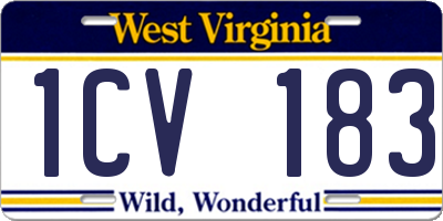WV license plate 1CV183