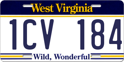 WV license plate 1CV184