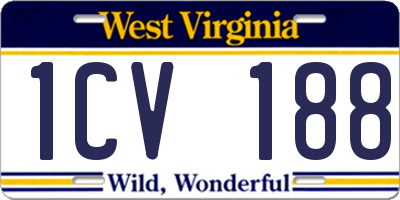 WV license plate 1CV188