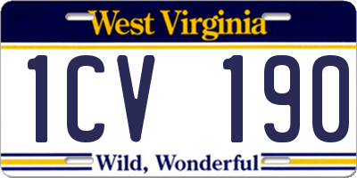 WV license plate 1CV190