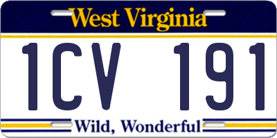 WV license plate 1CV191