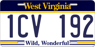 WV license plate 1CV192
