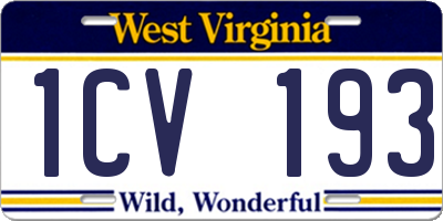 WV license plate 1CV193