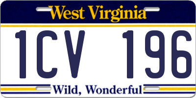 WV license plate 1CV196
