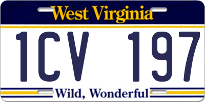 WV license plate 1CV197