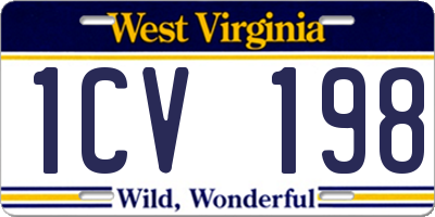 WV license plate 1CV198