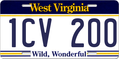 WV license plate 1CV200